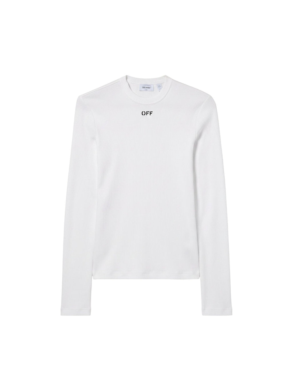 OFF-WHITE WHITE 'OFF' STAMP RIB LONG SLEEVE CREW T-SHIRT