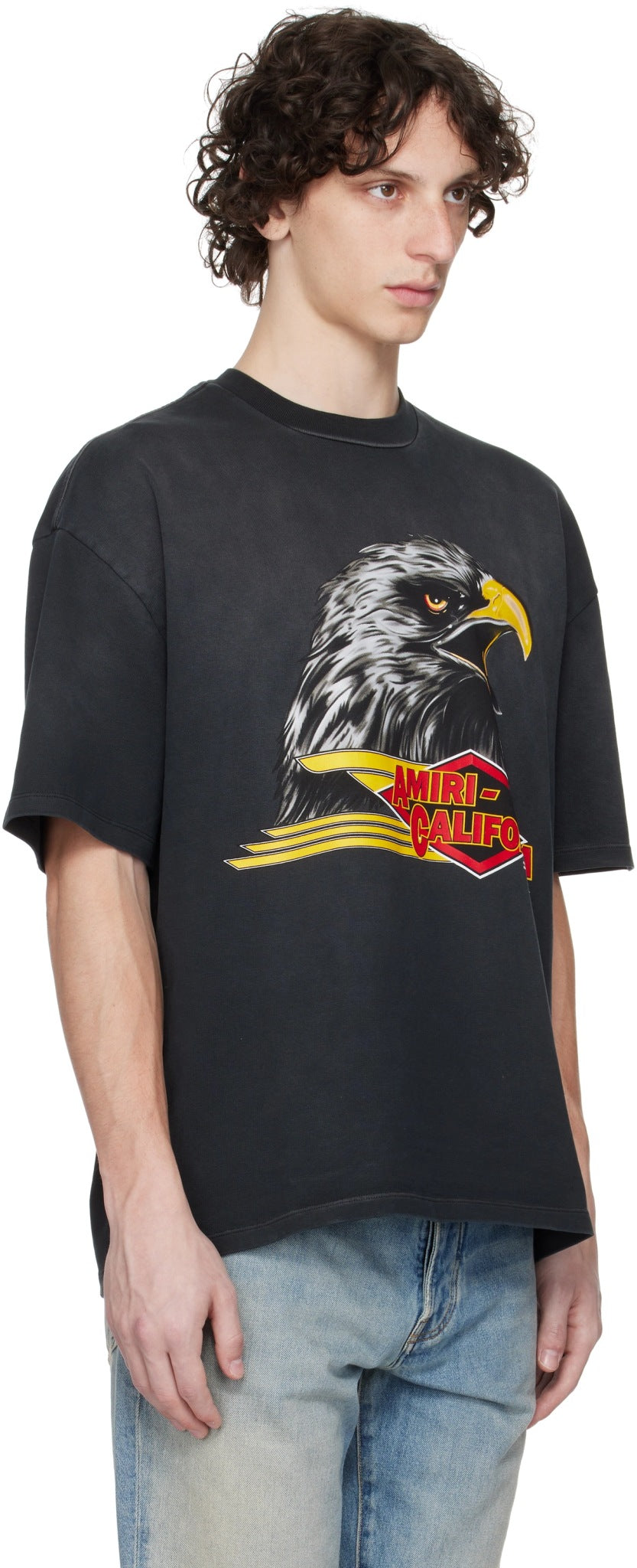 AMIRI CALIFORNIA EAGLE OVERSIZED BLACK T-SHIRT