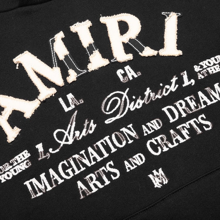 AMIRI ART DISTRICT HOODIE BLACK DISTRESSED