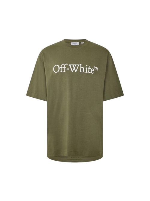 OFF WHITE BIG BOOKISH LOGO PRINT T-SHIRT KHAKI GREEN