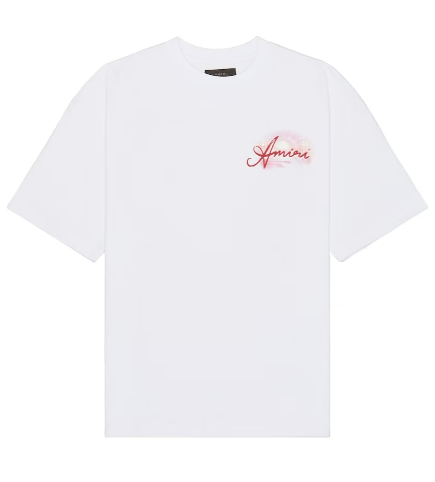 AMIRI AIRBRUSH RHINESTONES RESORT CLUB T-SHIRT WHITE