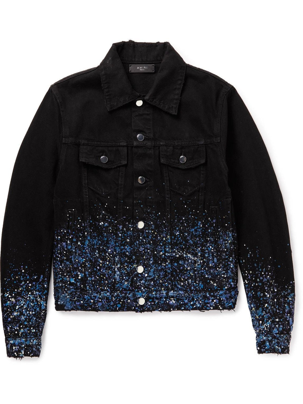 AMIRI DISTRESSED EMBELLISHED PAINT JACKET BLACK