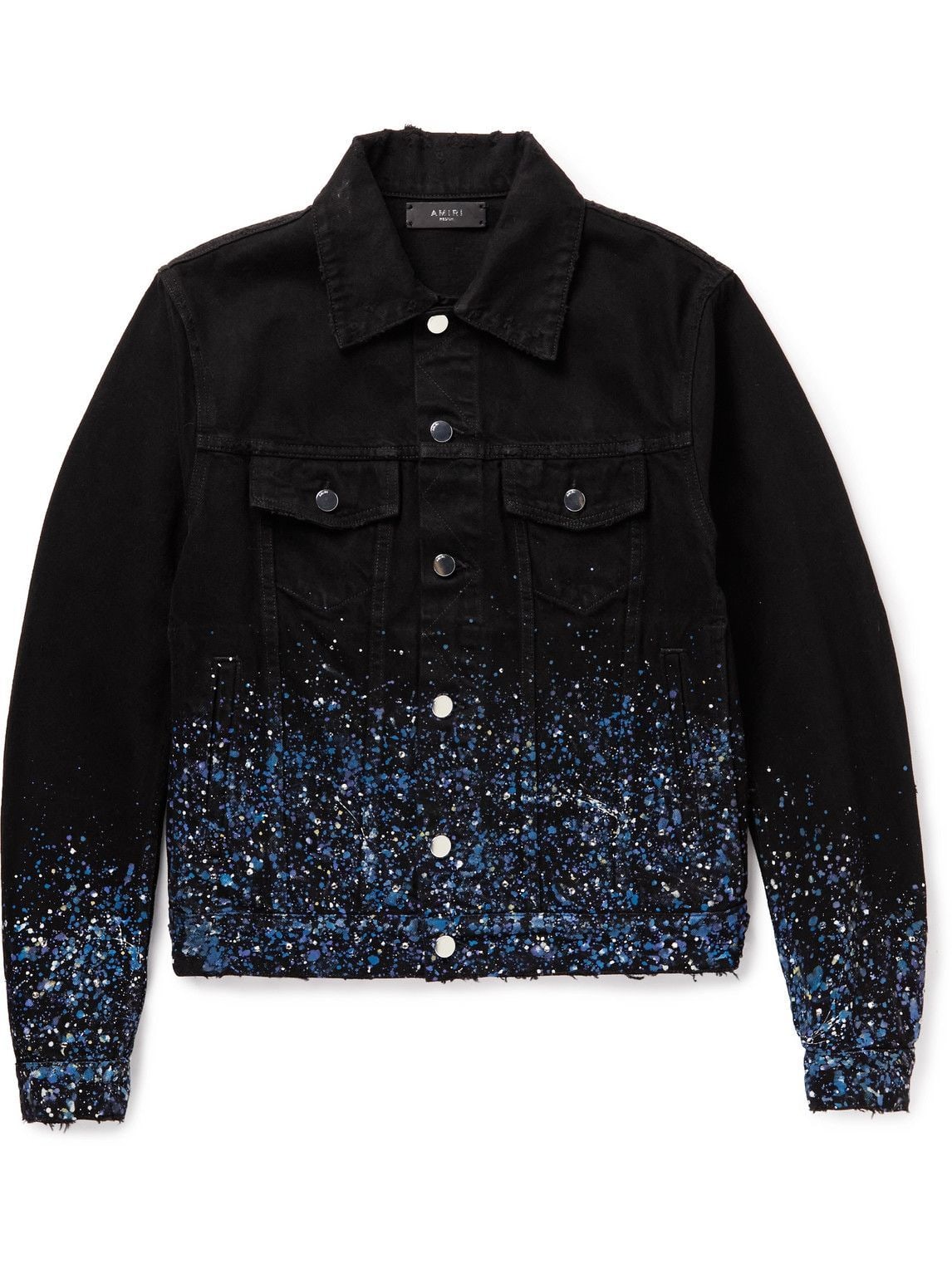 AMIRI DISTRESSED EMBELLISHED PAINT JACKET BLACK