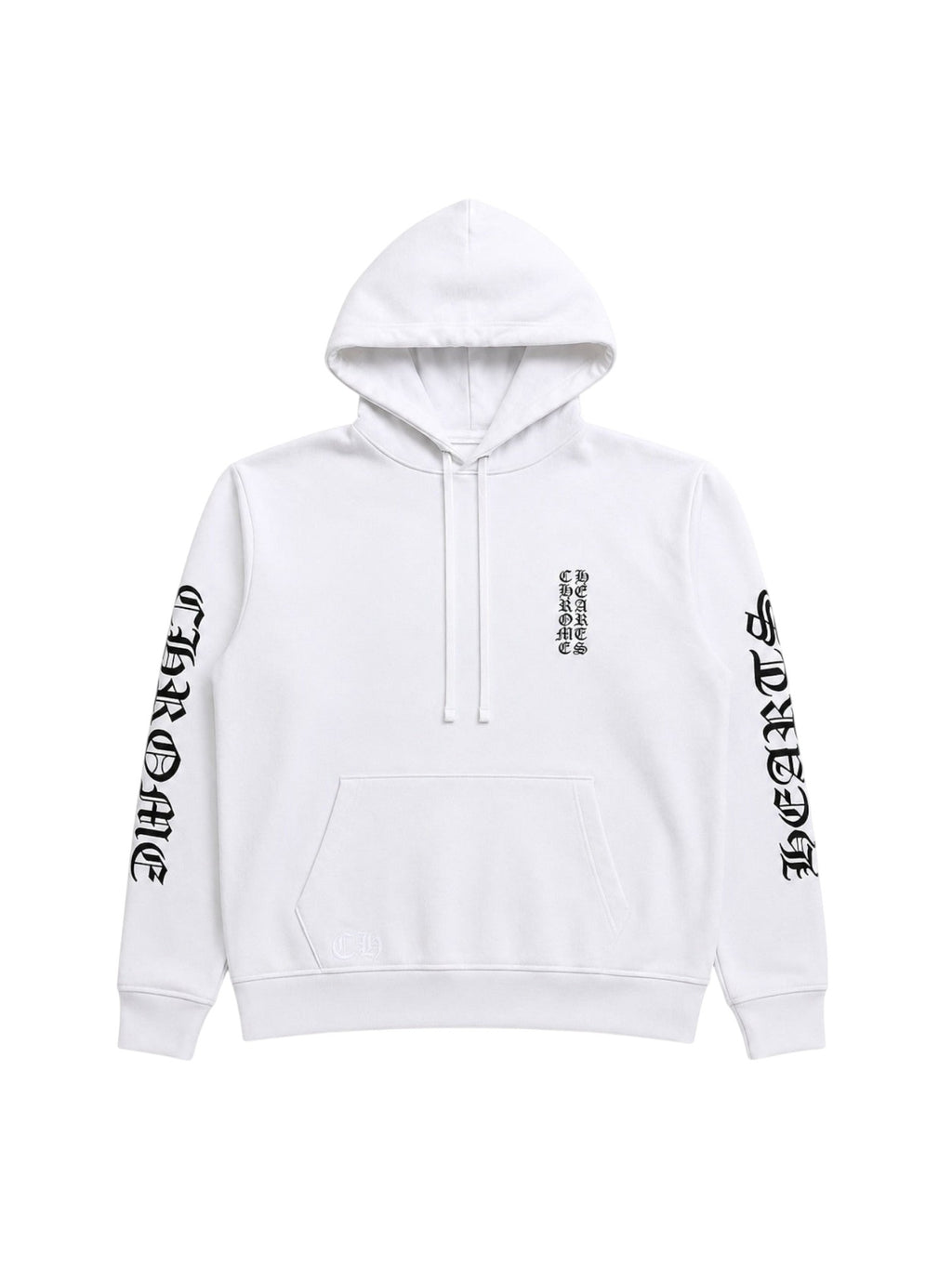 CHROME HEARTS VERTICAL LOGO WHITE HOODIE