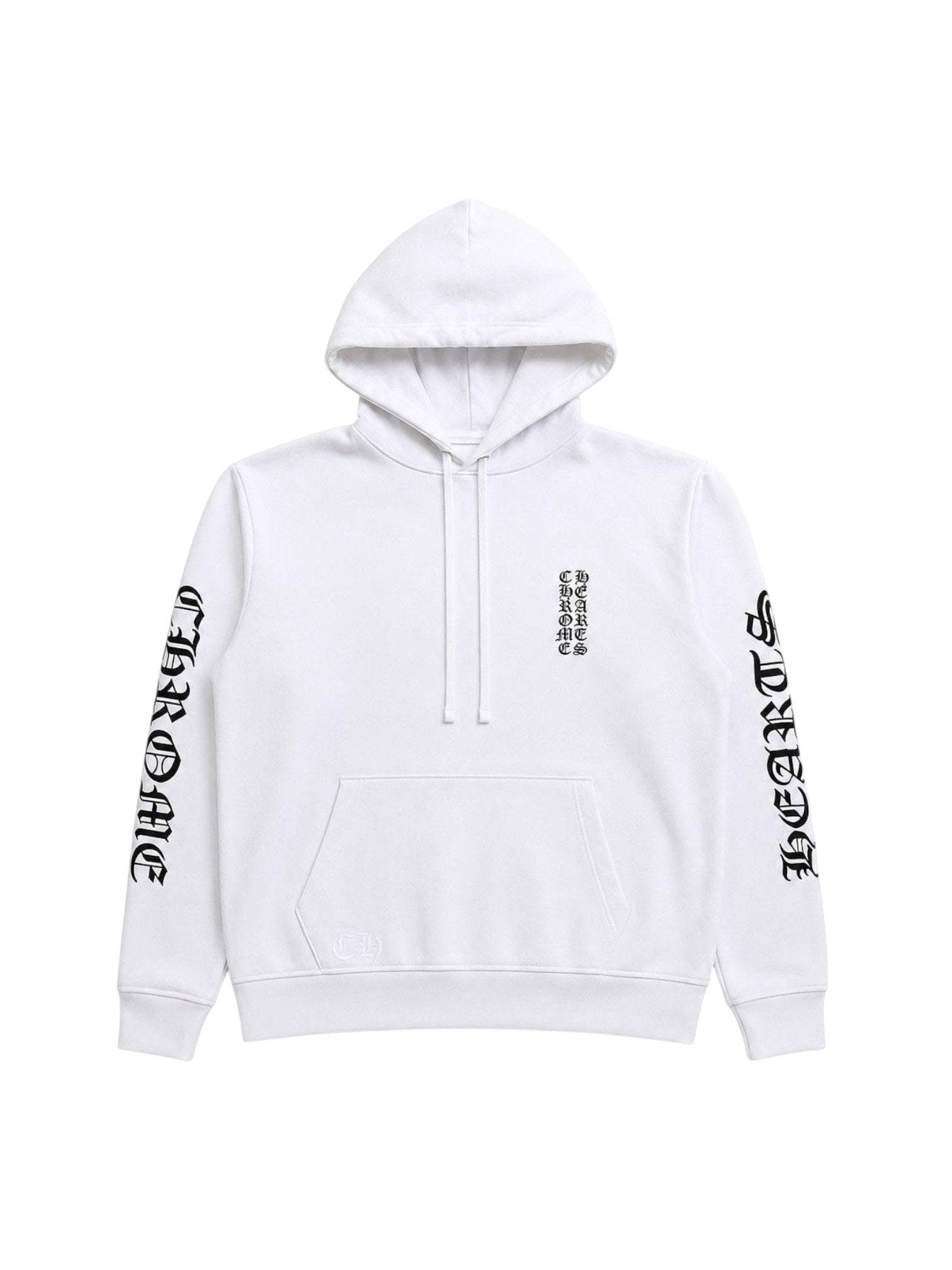 CHROME HEARTS VERTICAL LOGO WHITE HOODIE