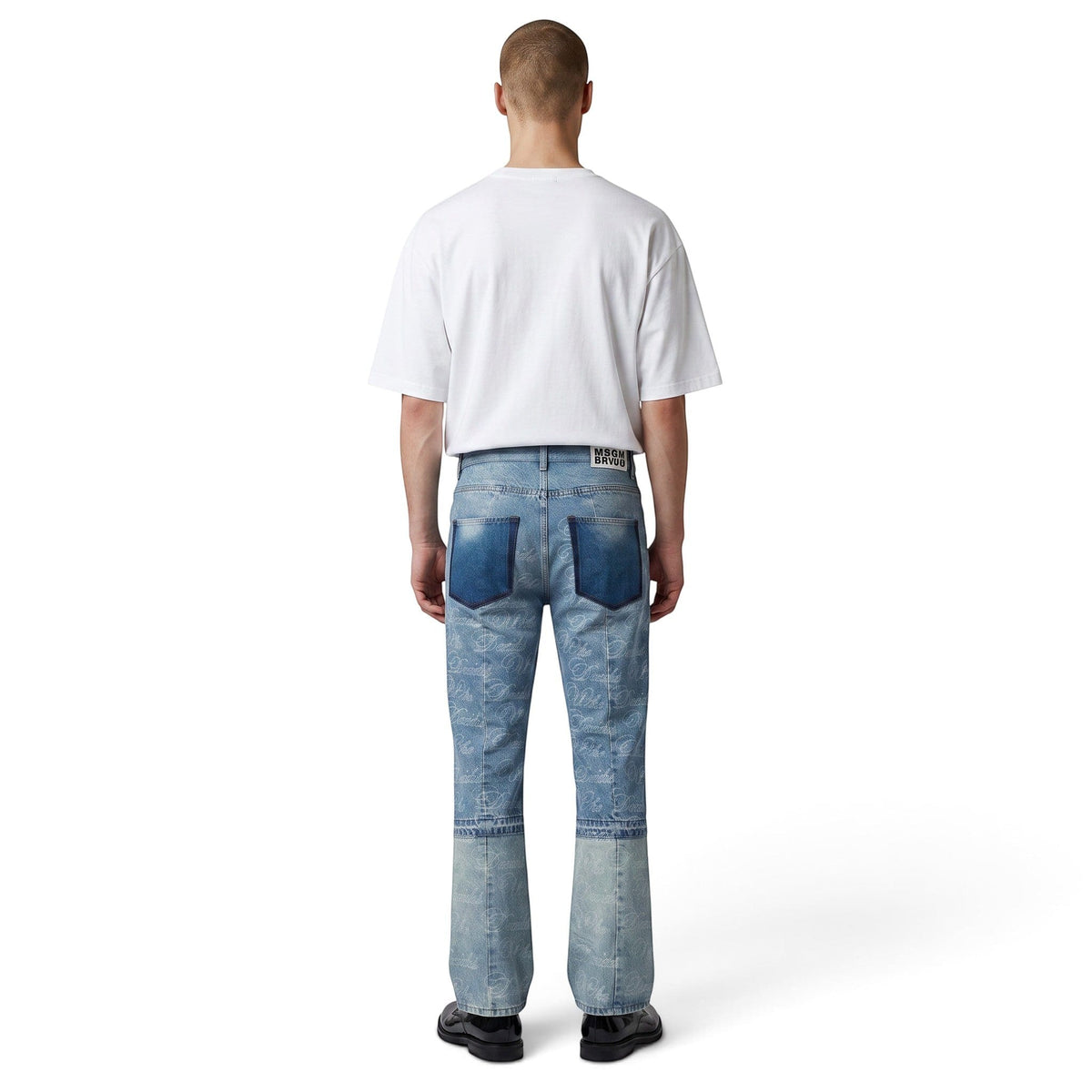 WHO DECIDES WAR LOGO EMBRODERY PANELLED JEANS BLUE