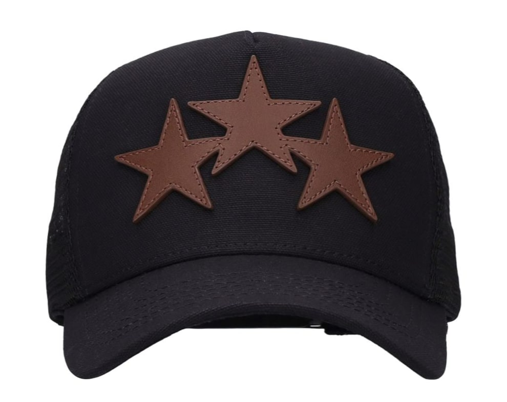 AMIRI 3 STAR TRUCKER HAT BROWN BLACK