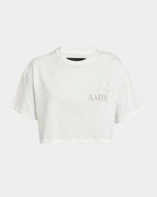 AMIRI STARBURST CROPPED T-SHIRT IVORY