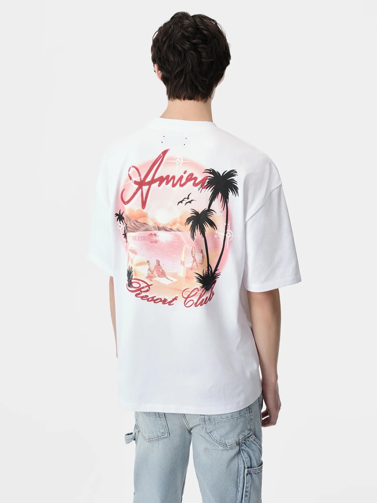 AMIRI AIRBRUSH RHINESTONES RESORT CLUB T-SHIRT WHITE