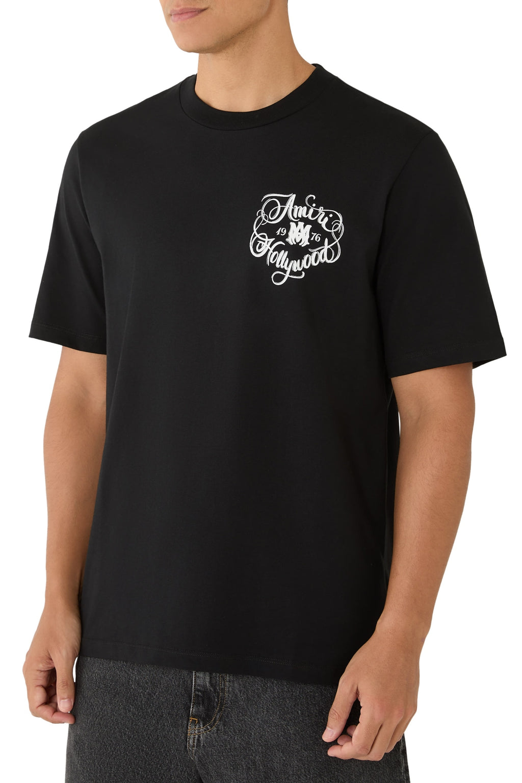 AMIRI HOLLYWOOD LETTERING-PRINT T-SHIRT BLACK