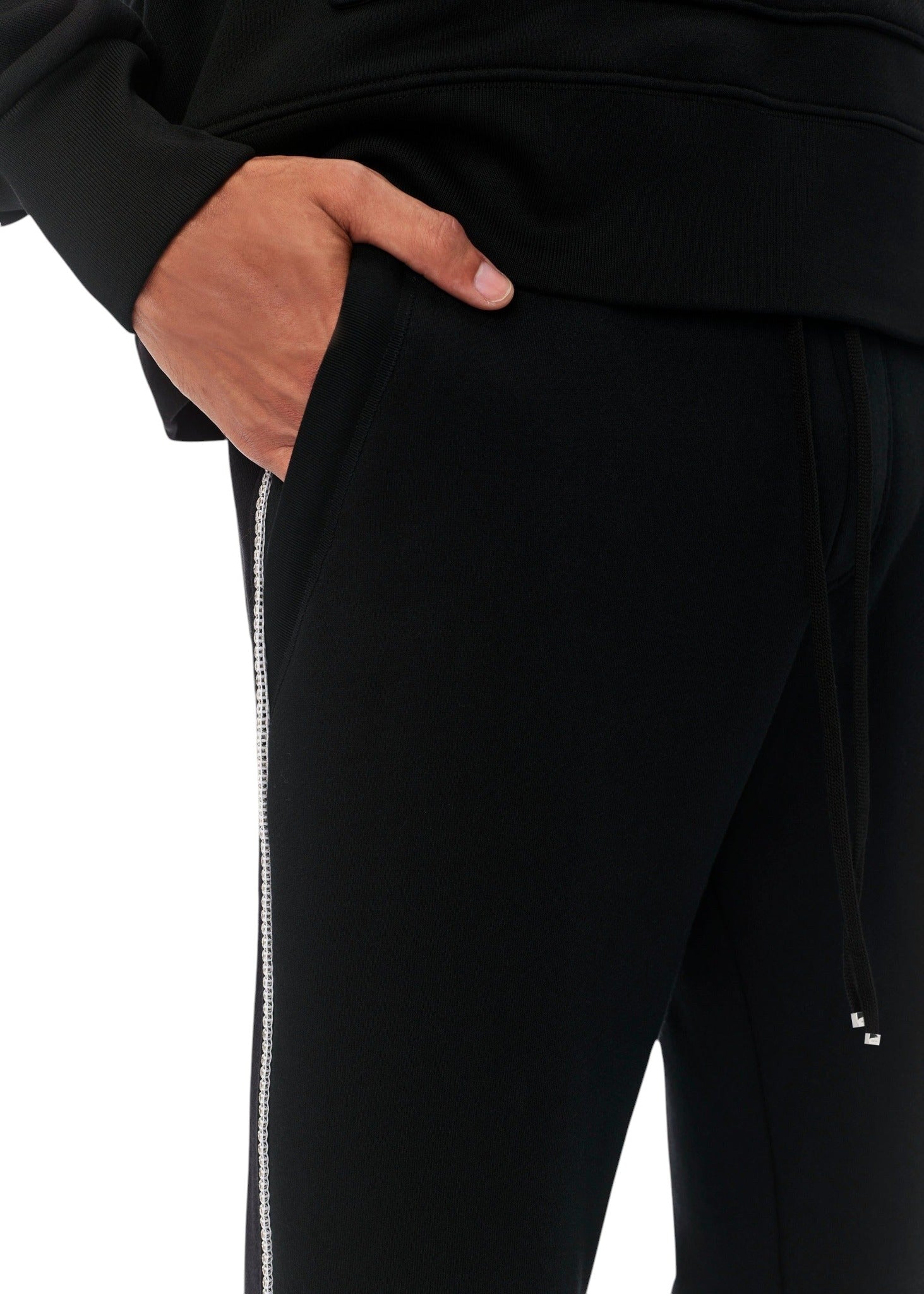 AMIRI CHERUB LOGO CRYSTAL SWEATPANTS BLACK