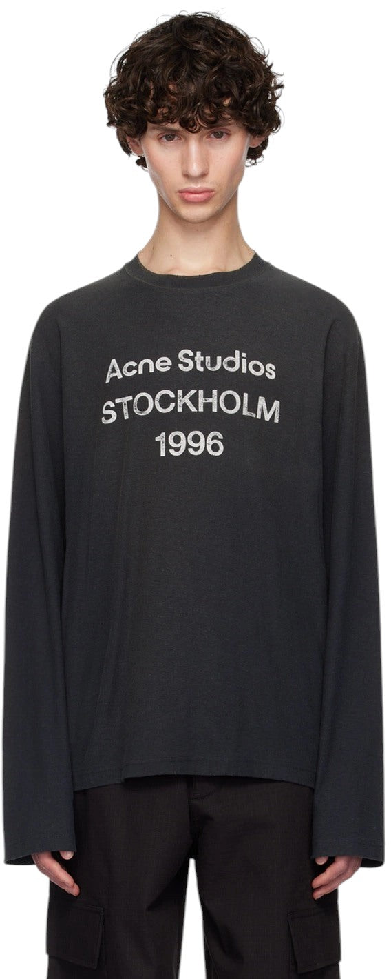 ACNE STUDIOS SPRAYED FADED BLACK 1996 LOGO T-SHIRT LONG SLEEVE