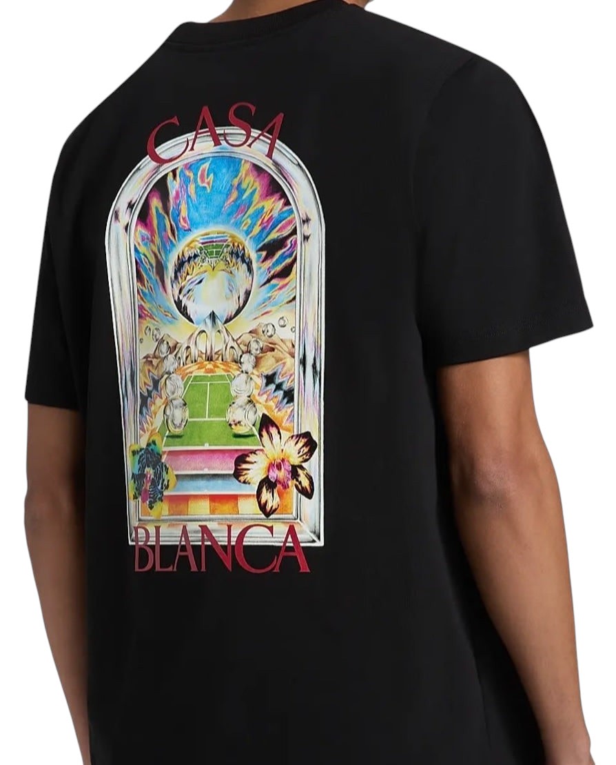 CASABLANCA TENNIS LANDSCAPE T-SHIRT BLACK