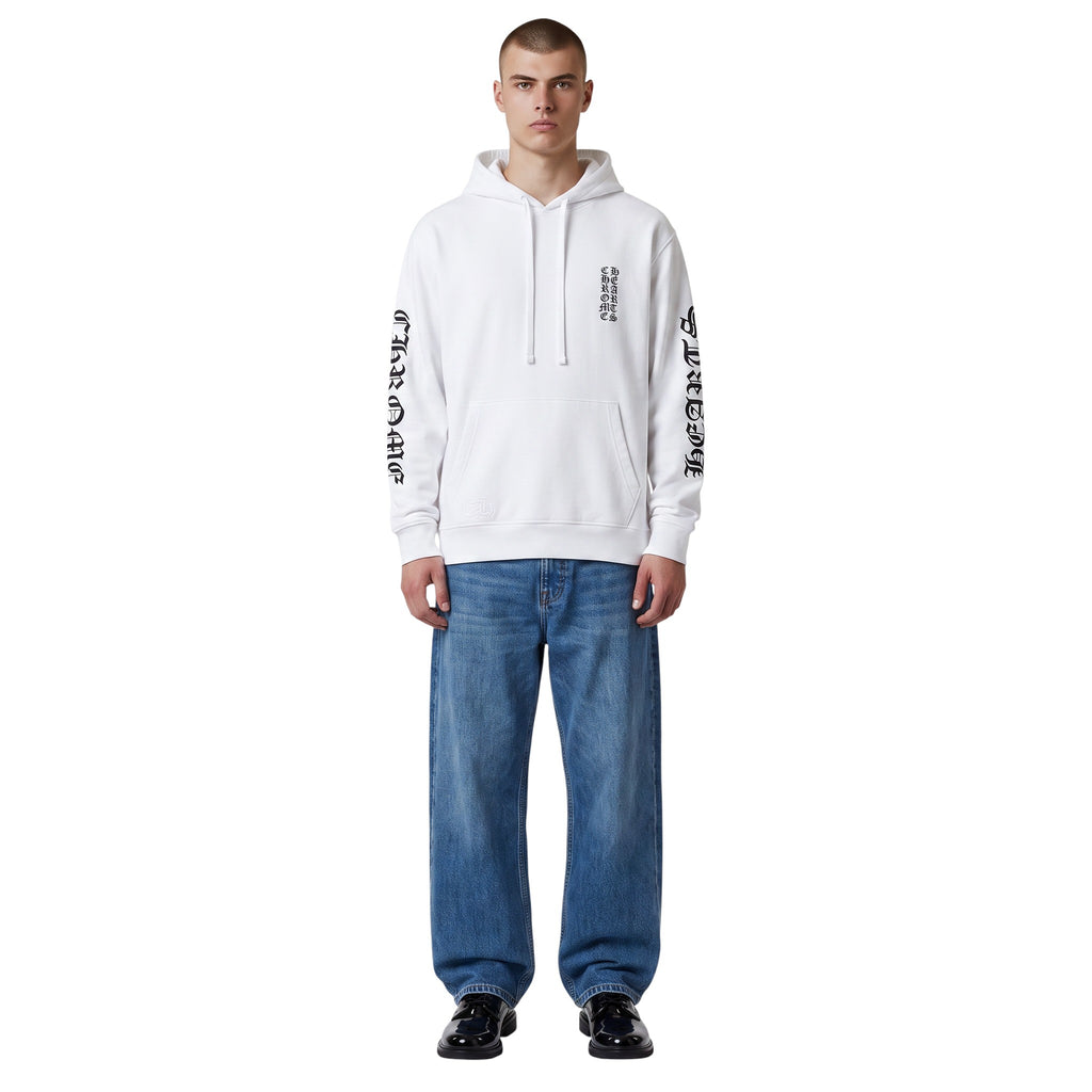 CHROME HEARTS VERTICAL LOGO WHITE HOODIE