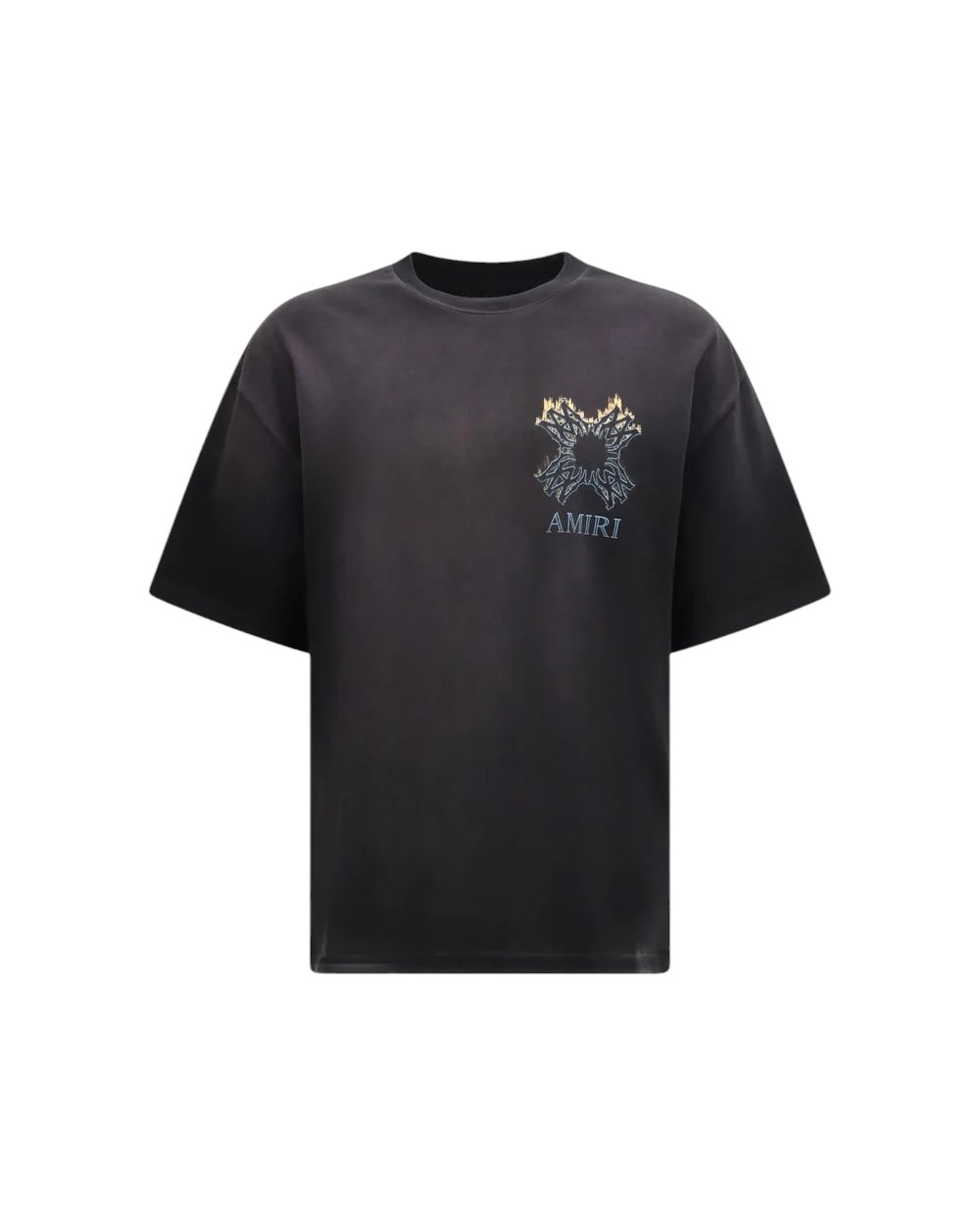 AMIRI MA QUAD FLAMES T-SHIRT WASHED BLACK