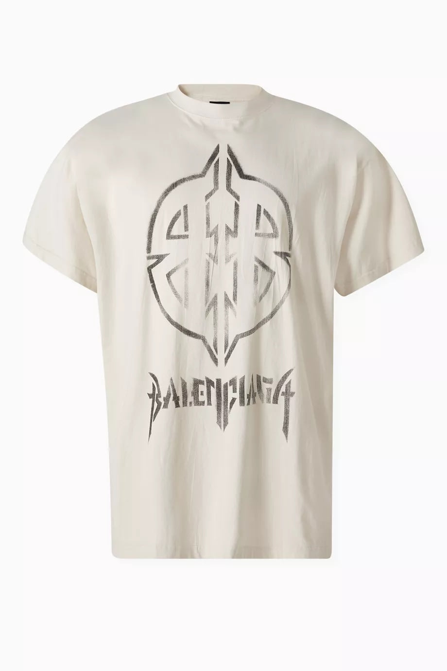 BALENCIAGA METAL BB STENCIL T-SHIRT BEIGE