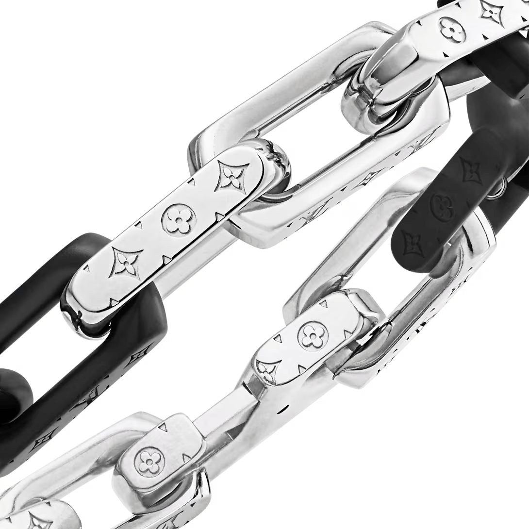 LOUIS VUITTON MONOGRAM CHAIN BRACELET SILVER BLACK