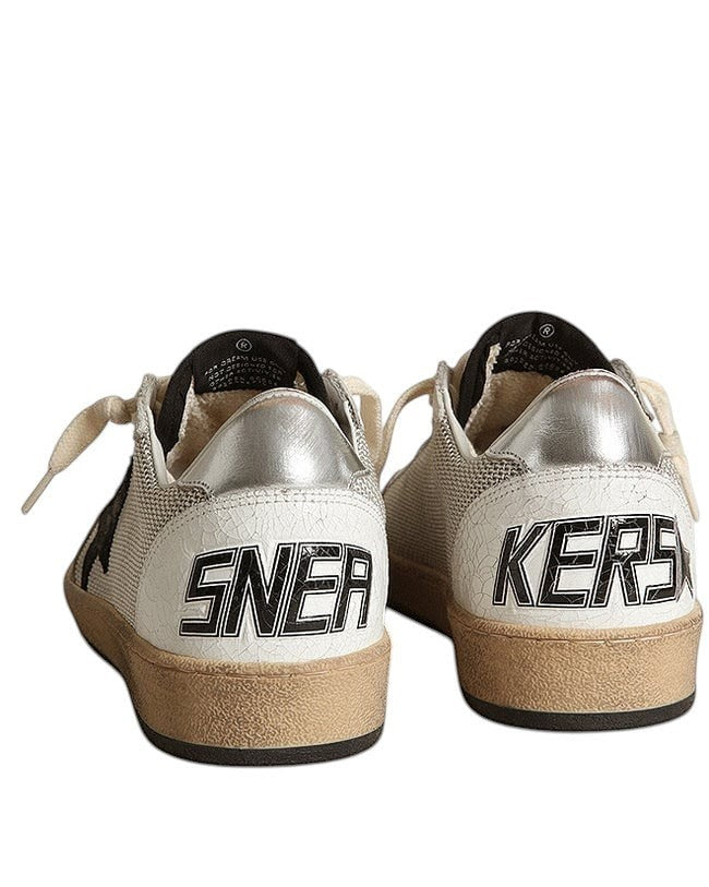  GOLDEN GOOSE BALL STAR SUEDE STAR LAMINATED HEEL LIGHT SILVER BLACK WHITE