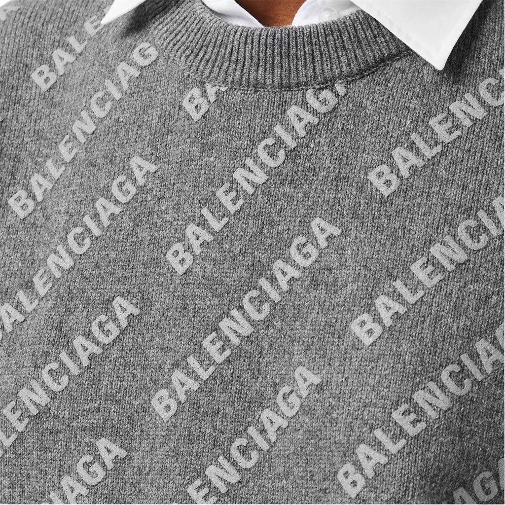 BALENCIAGA ALL OVER REFLECTIVE GREY SWEATER