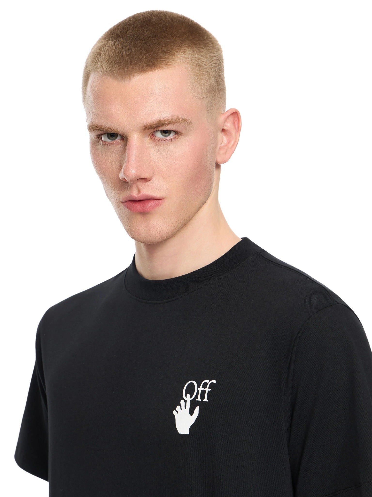 OFF WHITE SLIM FIT GRAPHIC T-SHIRT BLACK