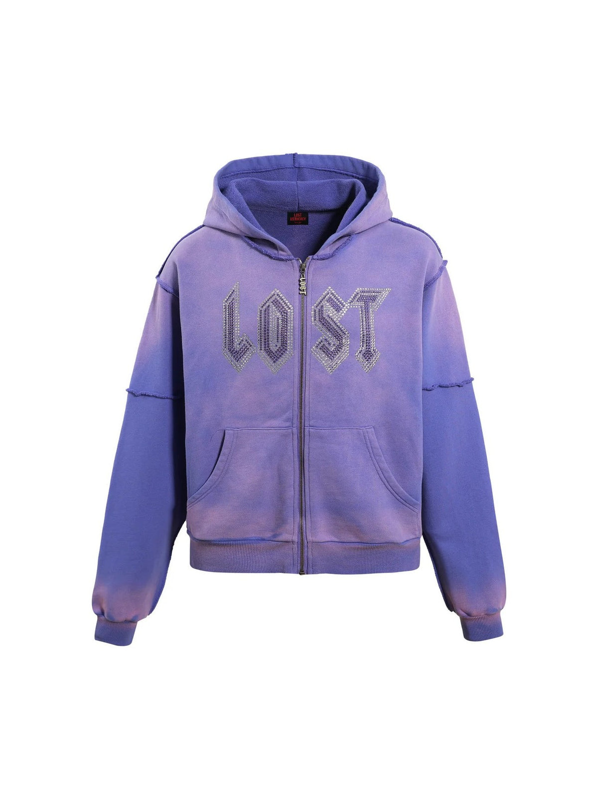 LOST INTRICACY PURPLE RHINESTONE ZIP UP