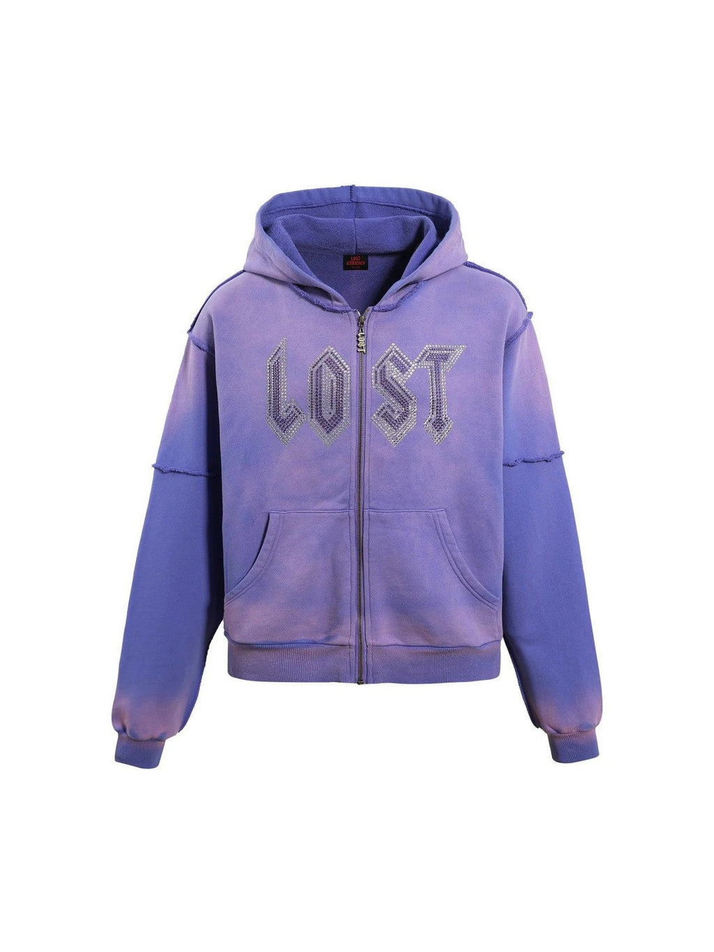 LOST INTRICACY PURPLE RHINESTONE ZIP UP