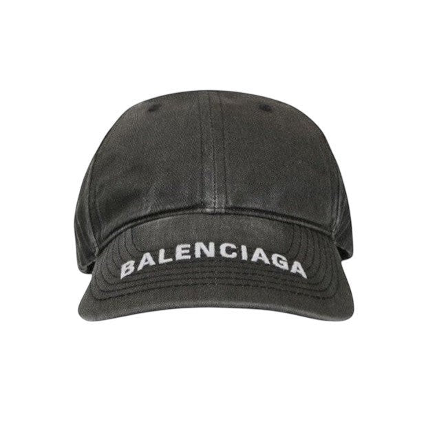 BALENCIAGA WASHED LOGO DENIM BASEBALL CAP