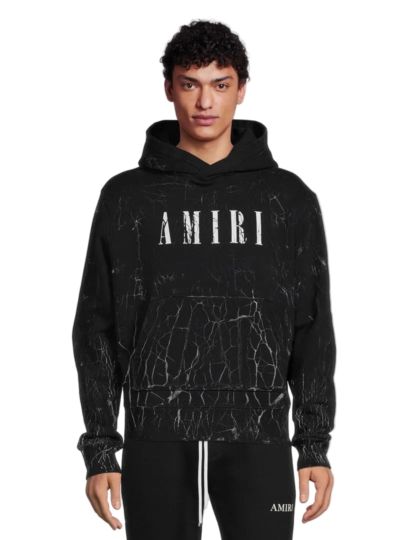 AMIRI BLACK CRACKED CORE LOGO HOODIE