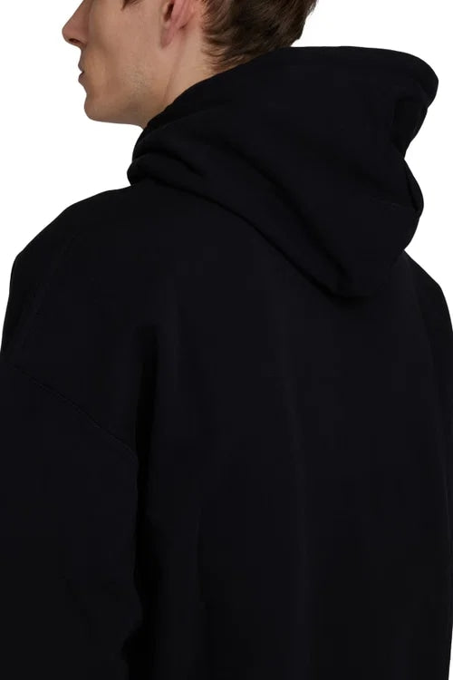 LOEWE ANAGRAM LEATHER POCKET HOODIE BLACK