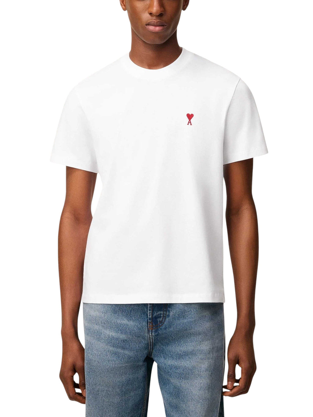 AMI PARIS WHITE T-SHIRT RED LOGO