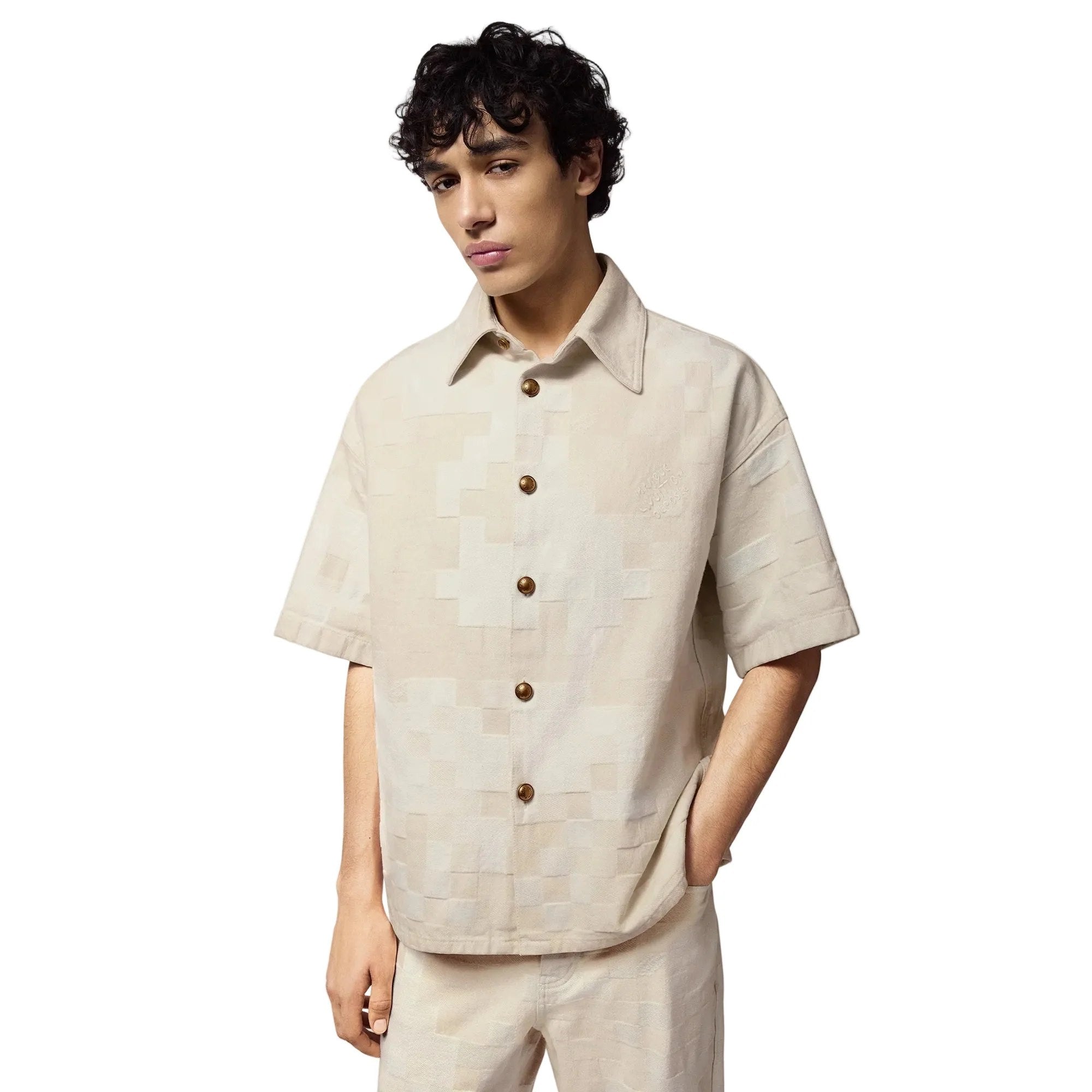 LOUIS VUITTON CREAM DAMIER WORK SHIRT