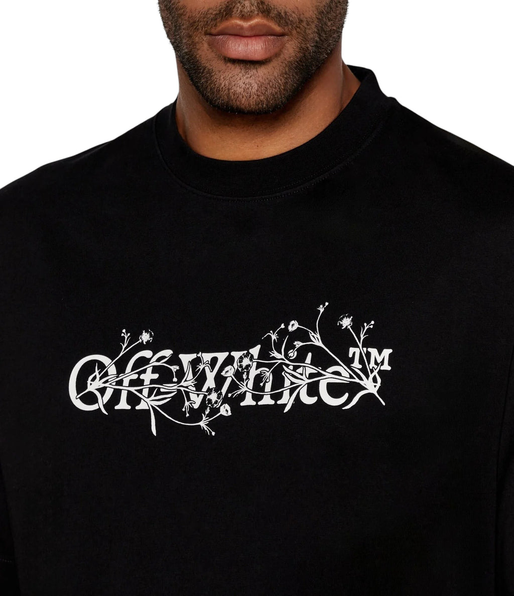 OFF WHITE BOOKISH FLORAL T-SHIRT BLACK
