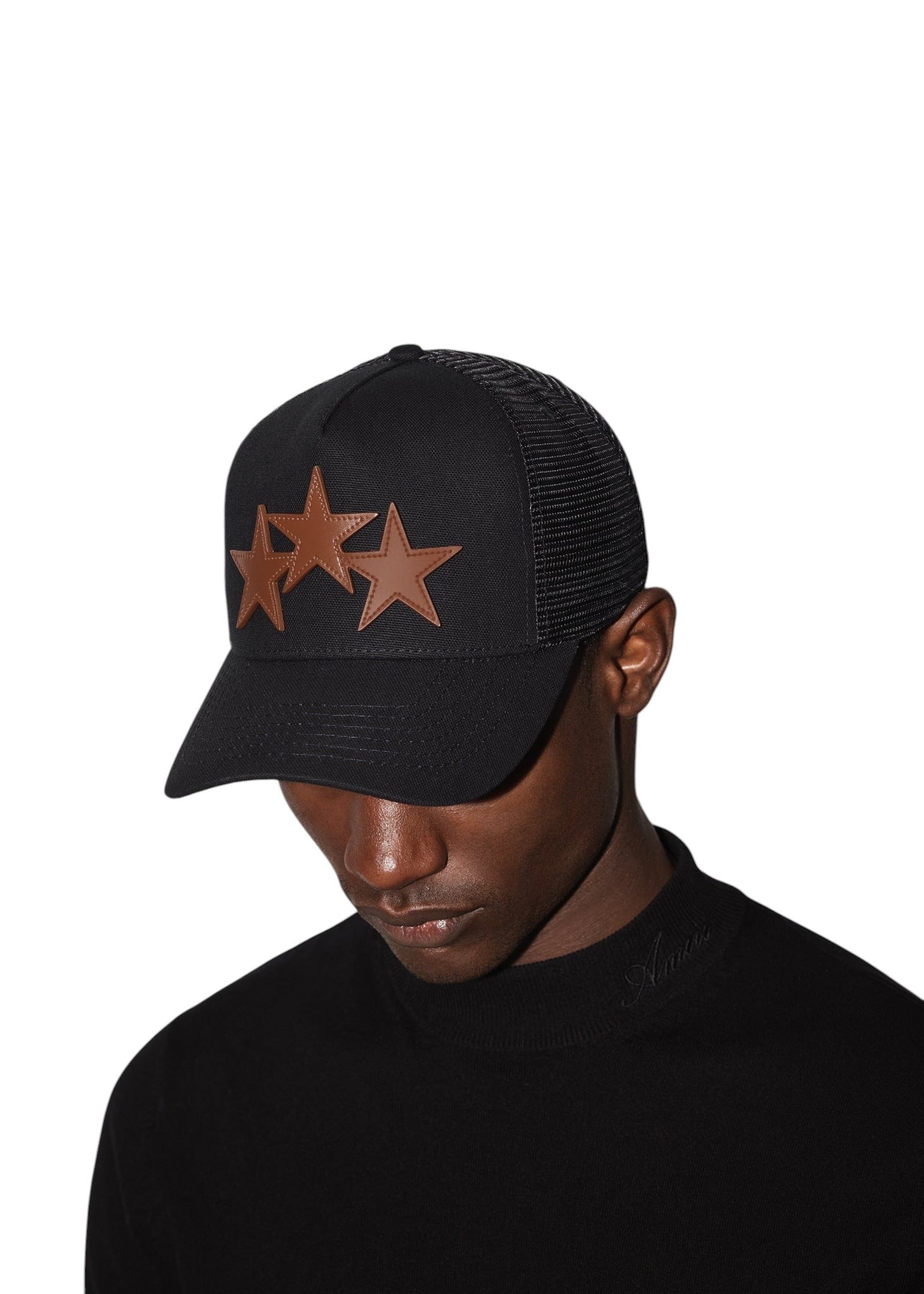 AMIRI 3 STAR TRUCKER HAT BROWN BLACK