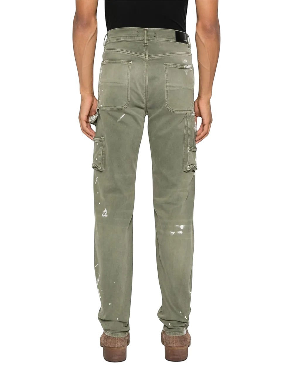 AMIRI KHAKI LOGO PAINTED SLIM WORKMAN JEANS