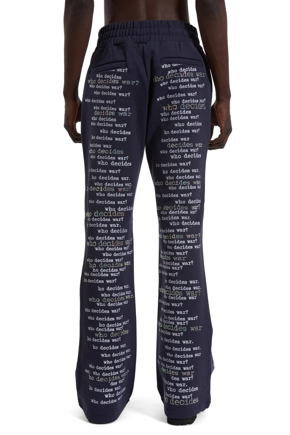 WHO DECIDES WAR WDW SCRIPTURE SWEATPANTS NAVY RHINESTONES