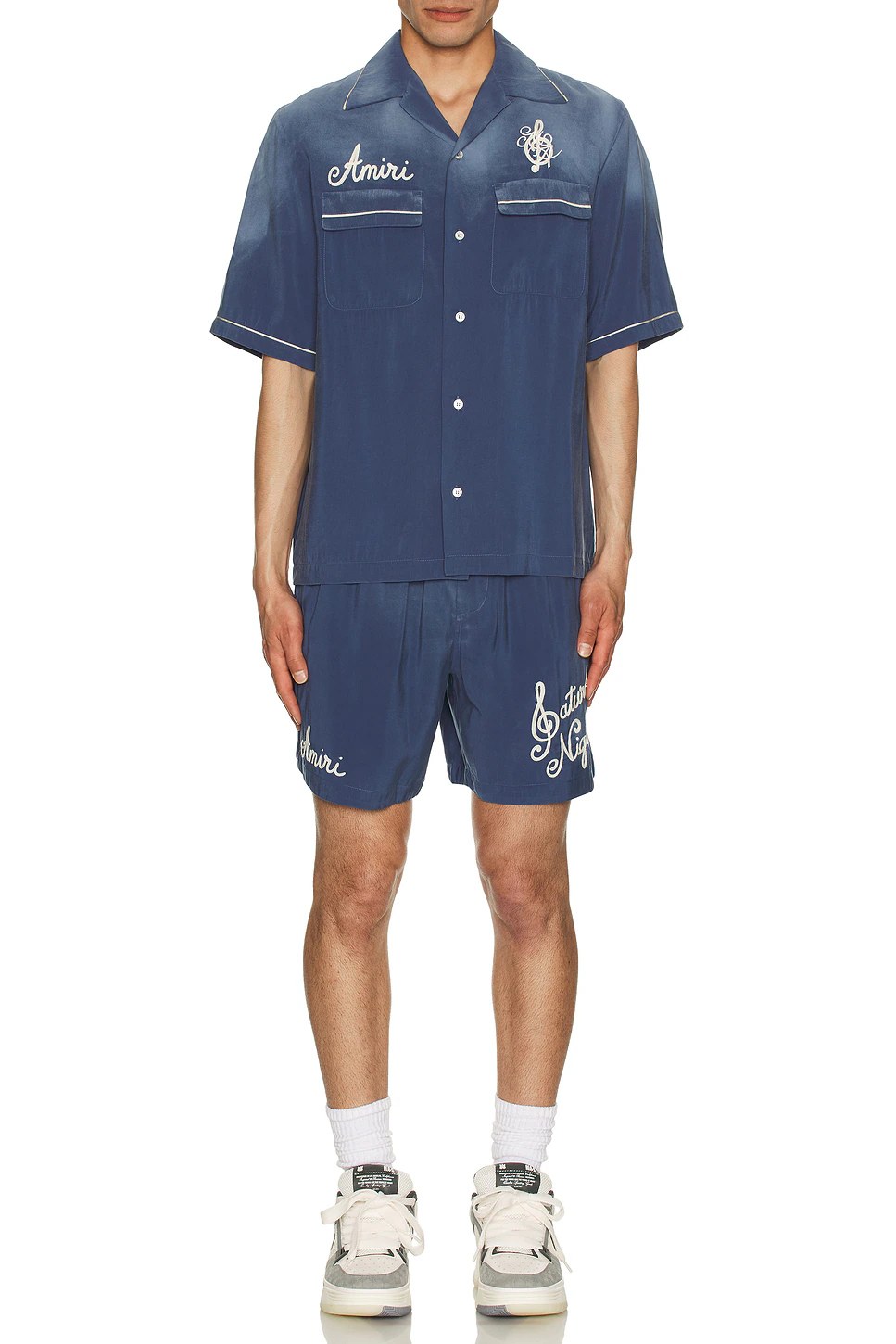 AMIRI SATURDAY NIGHT CAMP SHIRT WASHED BLUE