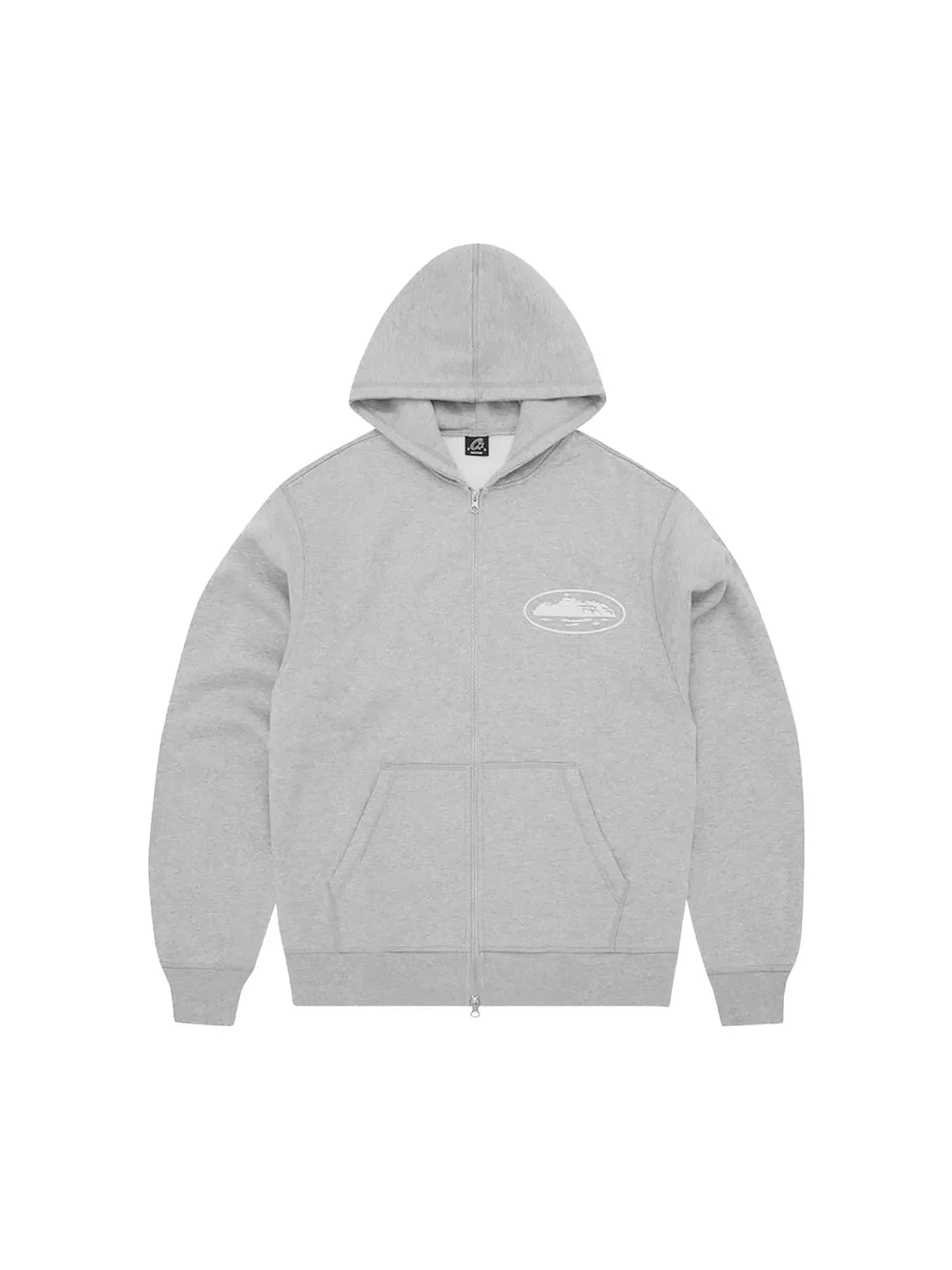 CORTEIZ ISLAND PUFF PRINT ZIP HOODIE HEATHER GREY