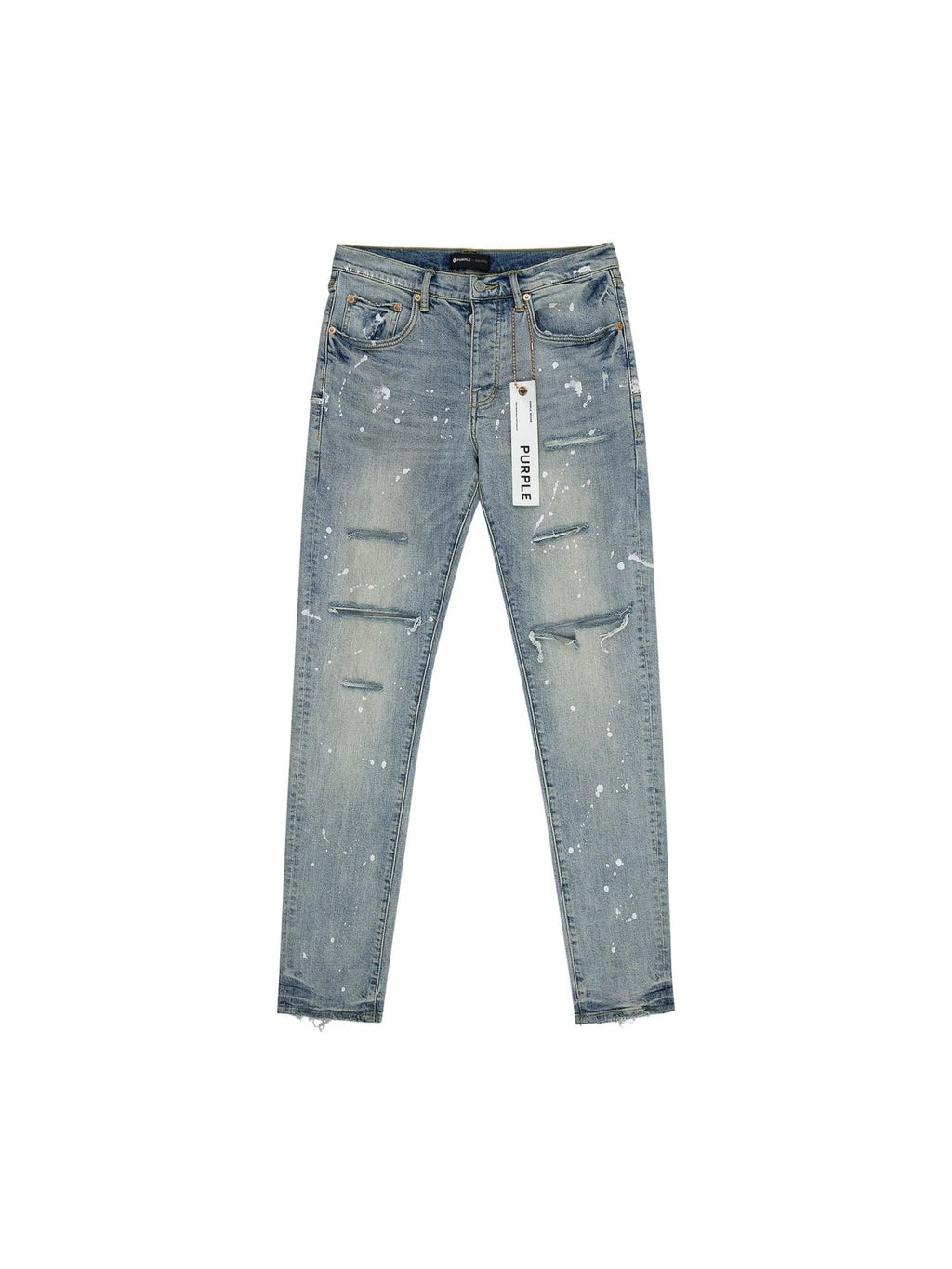 PURPLE BRAND P001 PAINT SPLATTER SLIM-FIT JEANS BLUE
