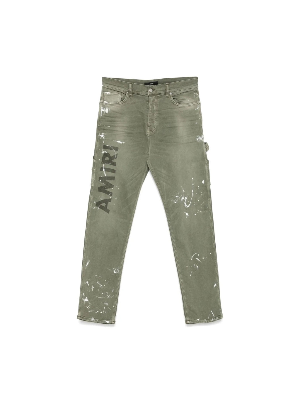 AMIRI KHAKI LOGO PAINTED SLIM WORKMAN JEANS