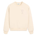 AMI PARIS PATCH HEART NUDE CREWNECK WHITE CREAM