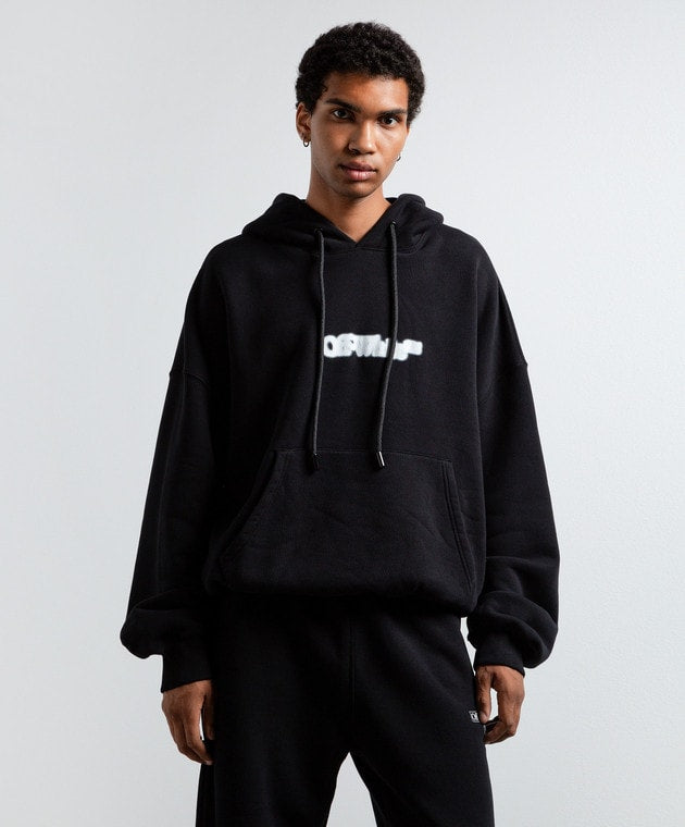 OFF WHITE LOGO BLACK HOODIE