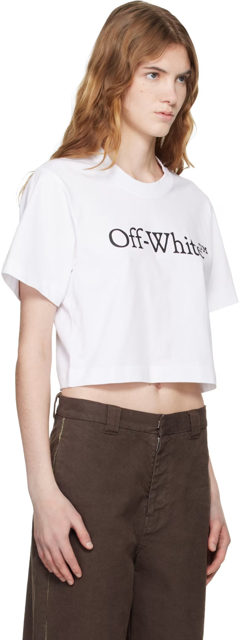 OFF-WHITE WHITE BIG LOGO BOOKISH CROP T-SHIRT