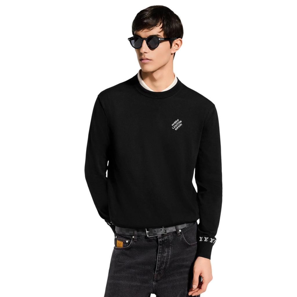 LOUIS VUITTON BLACK MARQUE LONG SLEEVE T-SHIRT