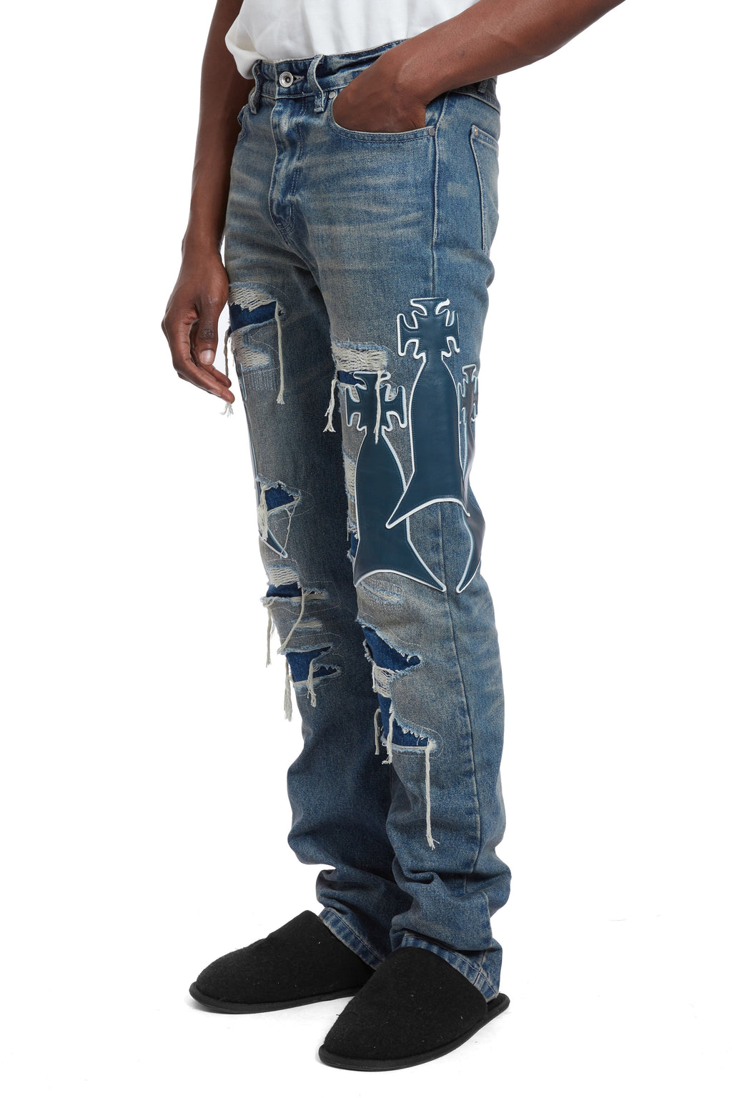 WHO DECIDES WAR SLIM FIT MEDIAN WASH WITH REPAIR — vista 4