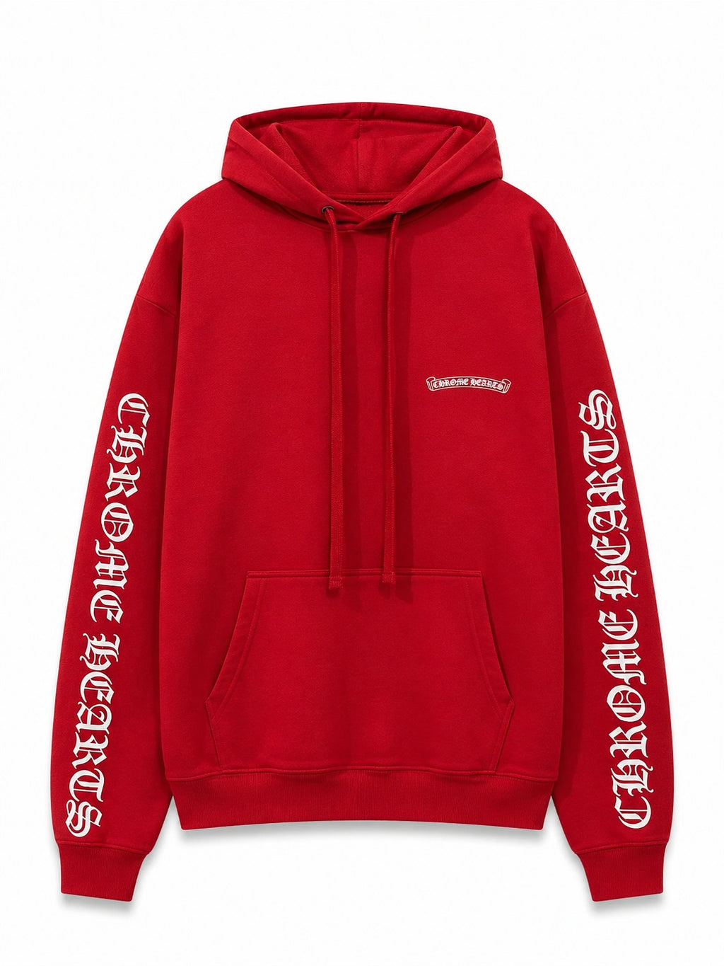 CHROME HEARTS SCROLL LOGO RED HOODIE