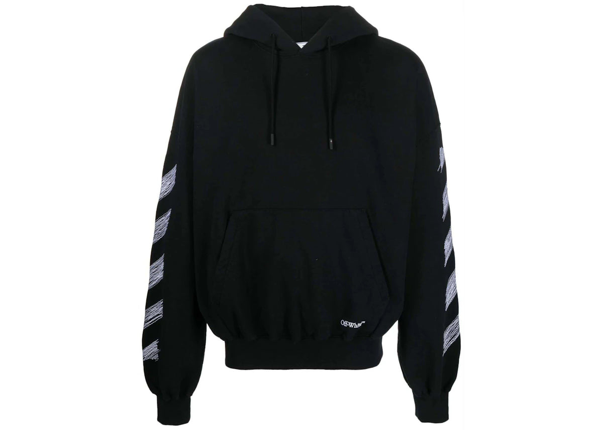 OFF WHITE SCRIBBLE DIAG BOXY HOODIE BLACK