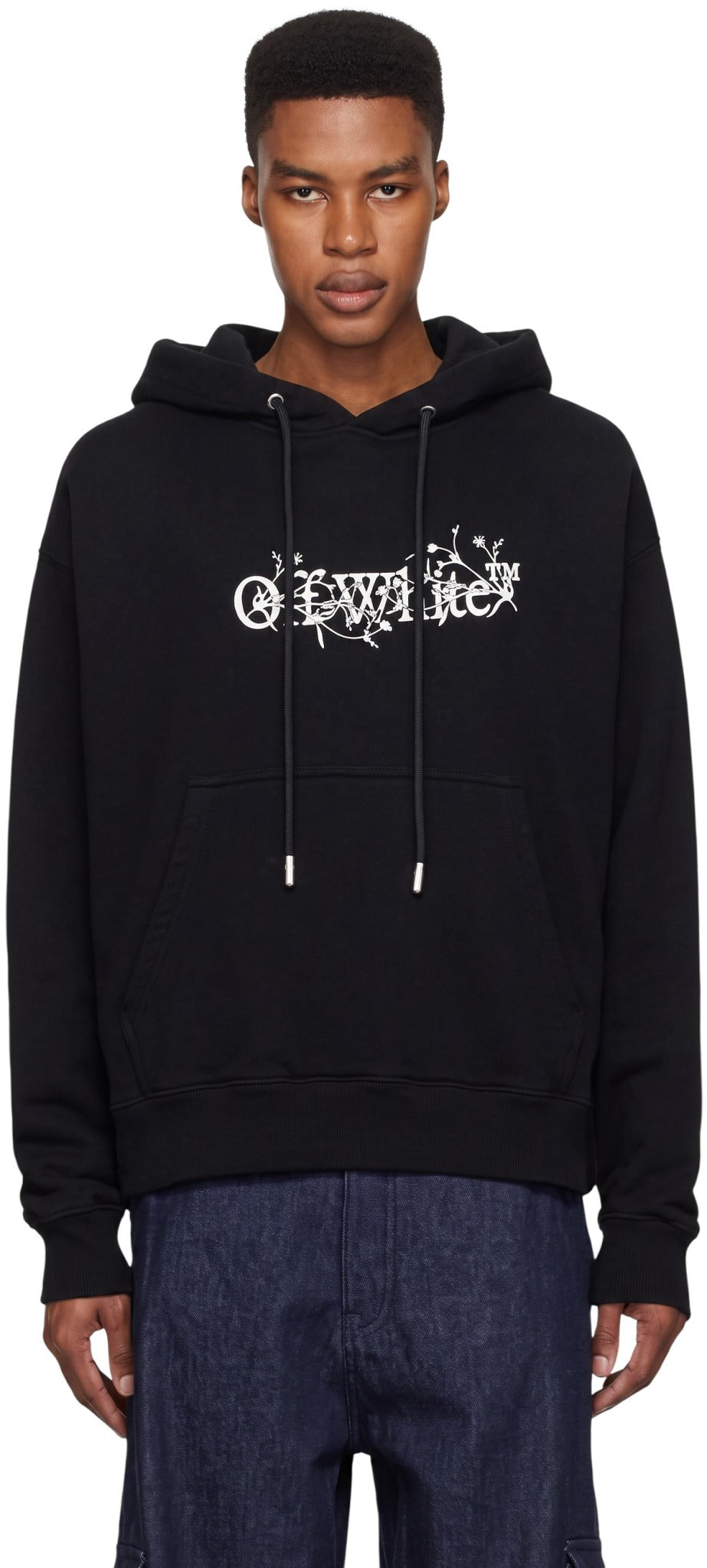 OFF WHITE BOOKISH FLORAL BLACK HOODIE