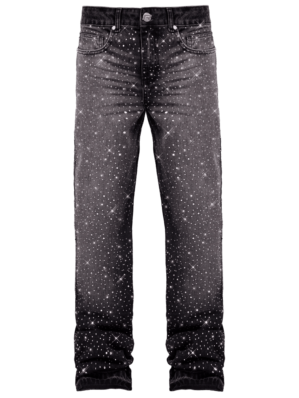 REPUTATION CRYSTALS FLARE DENIM BLACK PANTS