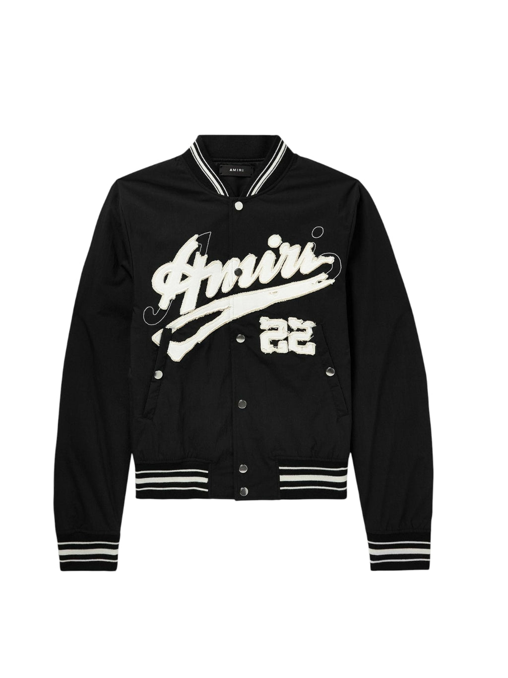 AMIRI 22 DISTRESSED LOGO BOMBER NYLON JACKET