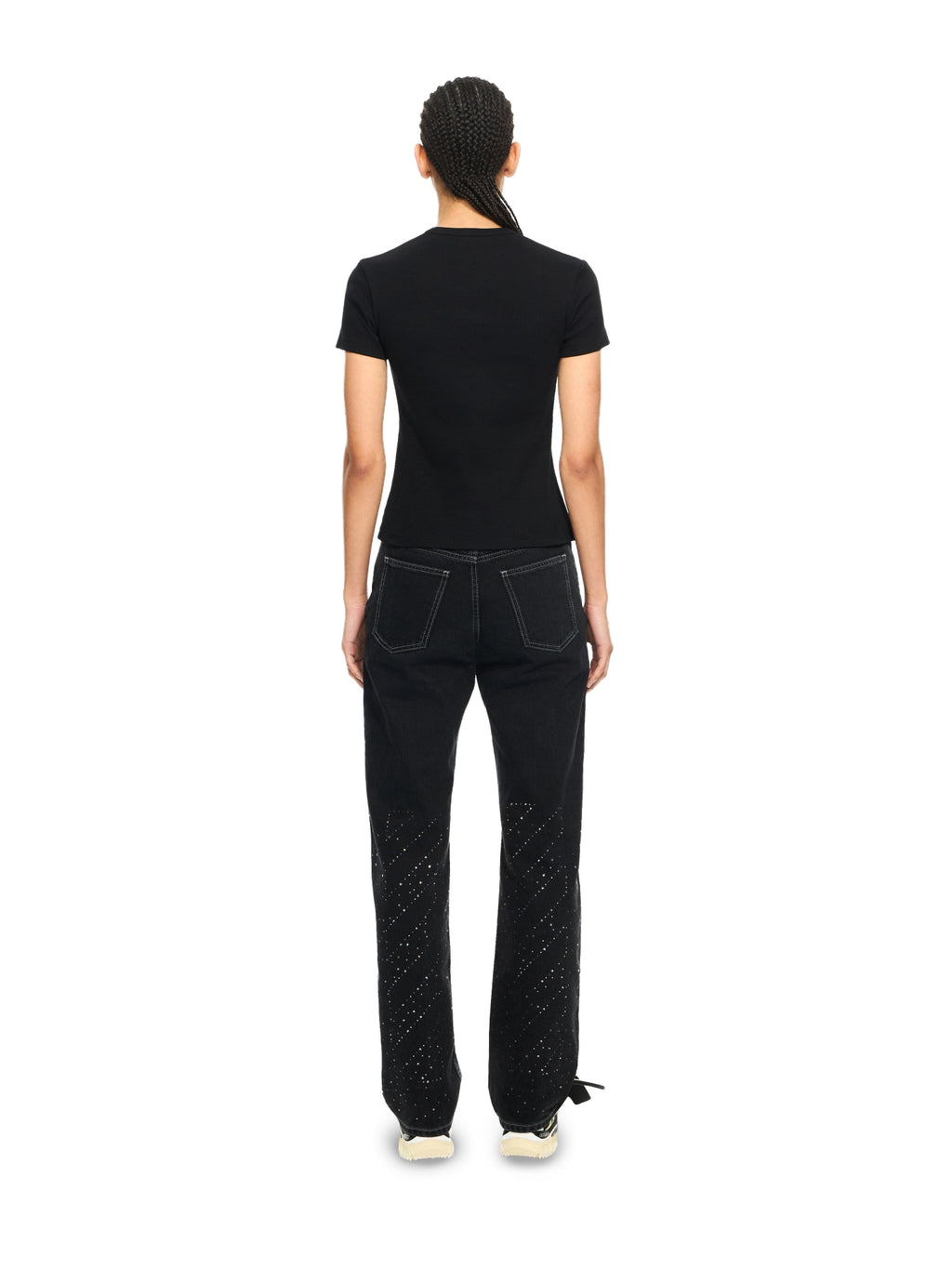 OFF WHITE RIBBED BASIC T-SHIRT BLACK